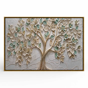 Quadro Retangular -Green and Golden Leaves