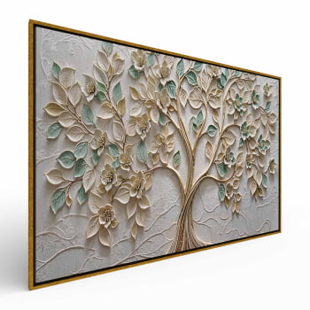 Quadro Retangular -Green and Golden Leaves