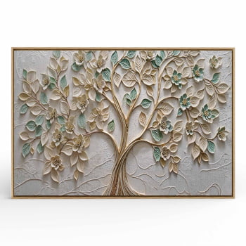 Quadro Retangular -Green and Golden Leaves