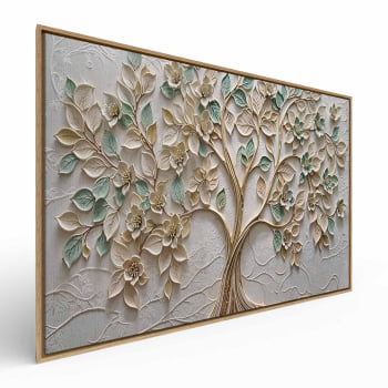 Quadro Retangular -Green and Golden Leaves