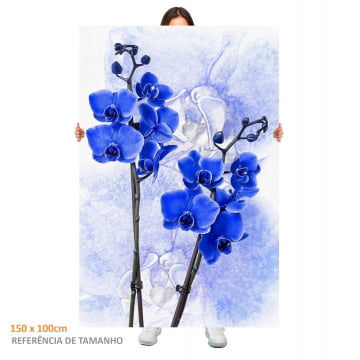 Quadro Retangular - Orquídeas azuis no fundo azul