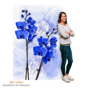 Quadro Retangular - Orquídeas azuis no fundo azul