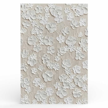 Quadro Retangular - White Flowers 3D