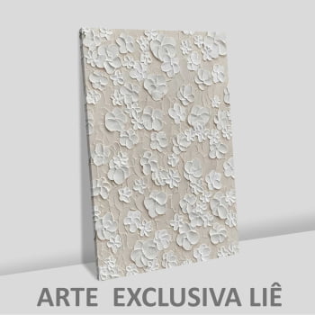 Quadro Retangular - White Flowers 3D