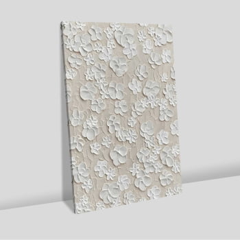 Quadro Retangular - White Flowers 3D