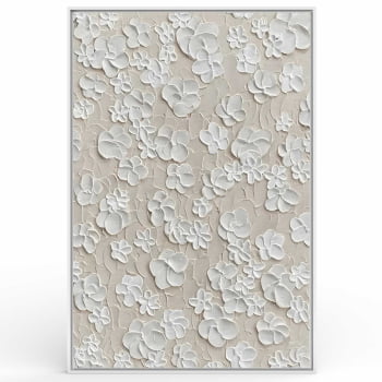 Quadro Retangular - White Flowers 3D