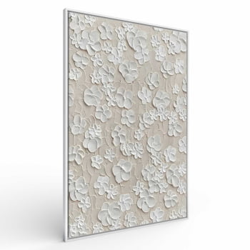 Quadro Retangular - White Flowers 3D
