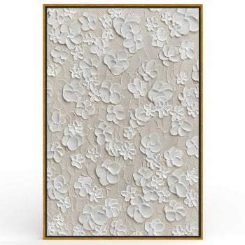 Quadro Retangular - White Flowers 3D