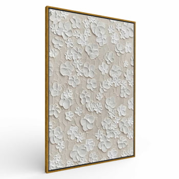 Quadro Retangular - White Flowers 3D