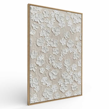Quadro Retangular - White Flowers 3D