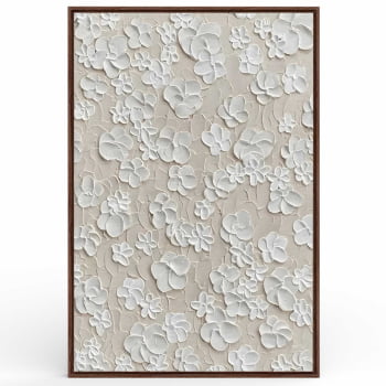 Quadro Retangular - White Flowers 3D