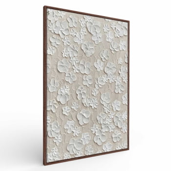 Quadro Retangular - White Flowers 3D