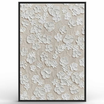 Quadro Retangular - White Flowers 3D