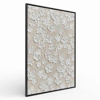 Quadro Retangular - White Flowers 3D