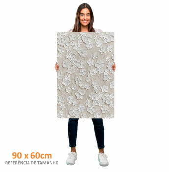 Quadro Retangular - White Flowers 3D