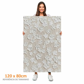 Quadro Retangular - White Flowers 3D