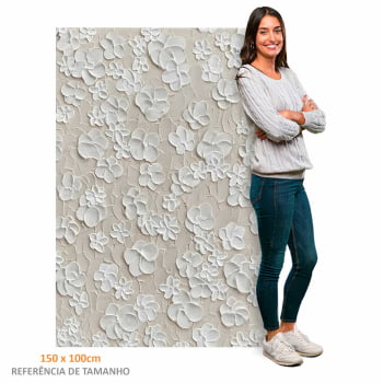 Quadro Retangular - White Flowers 3D