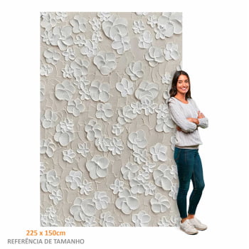 Quadro Retangular - White Flowers 3D