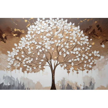 Quadro Retangular - White leaves tree