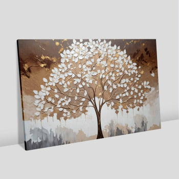 Quadro Retangular - White leaves tree