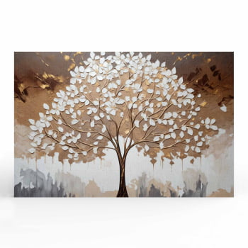 Quadro Retangular - White leaves tree