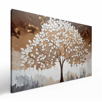 Quadro Retangular - White leaves tree