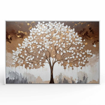 Quadro Retangular - White leaves tree