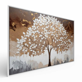 Quadro Retangular - White leaves tree