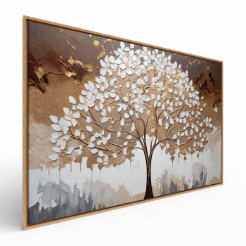 Quadro Retangular - White leaves tree
