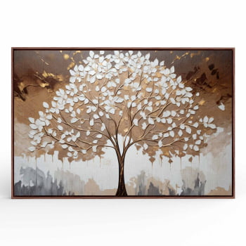 Quadro Retangular - White leaves tree