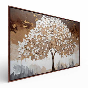 Quadro Retangular - White leaves tree
