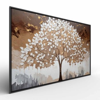 Quadro Retangular - White leaves tree