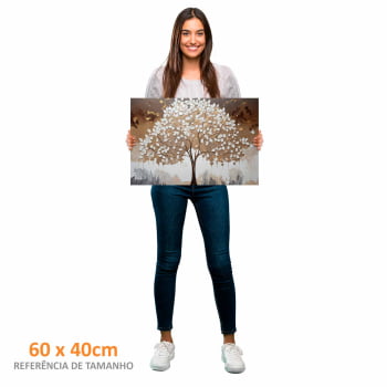 Quadro Retangular - White leaves tree