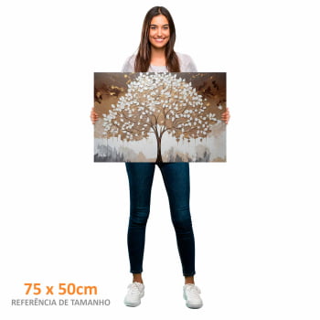 Quadro Retangular - White leaves tree