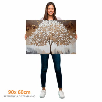 Quadro Retangular - White leaves tree