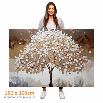 Quadro Retangular - White leaves tree