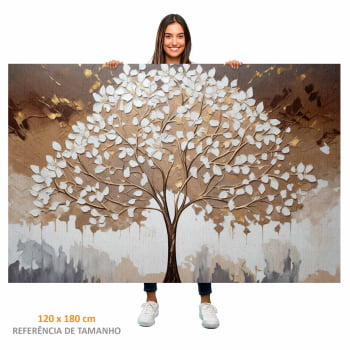 Quadro Retangular - White leaves tree