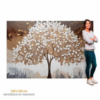 Quadro Retangular - White leaves tree