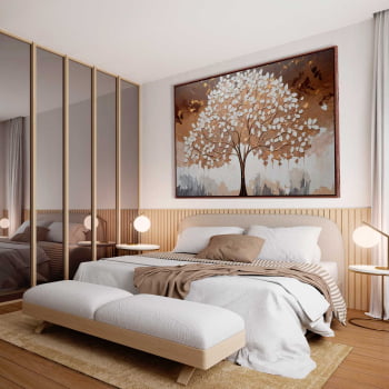 Quadro Retangular - White leaves tree