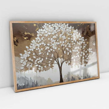 Quadro Retangular - White leaves tree