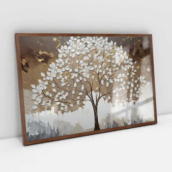 Quadro Retangular - White leaves tree