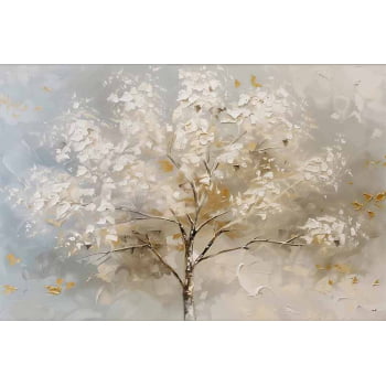 Quadro Retangular - White Tree Abstract Painting