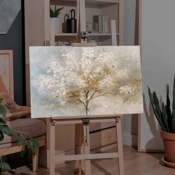 Quadro Retangular - White Tree Abstract Painting