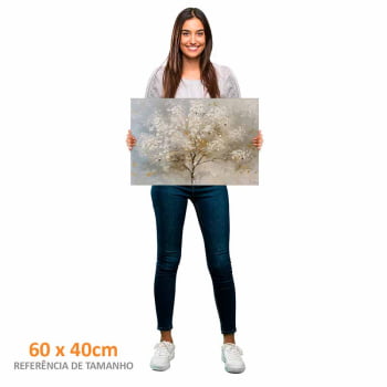 Quadro Retangular - White Tree Abstract Painting