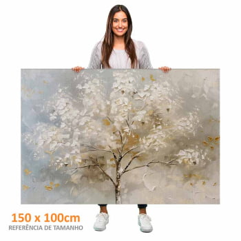 Quadro Retangular - White Tree Abstract Painting