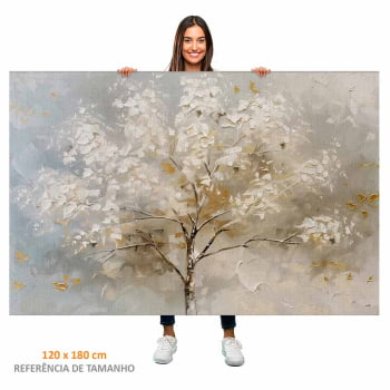 Quadro Retangular - White Tree Abstract Painting