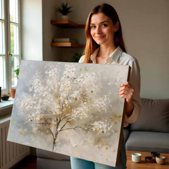 Quadro Retangular - White Tree Abstract Painting