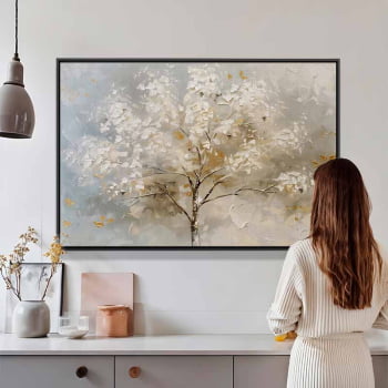 Quadro Retangular - White Tree Abstract Painting