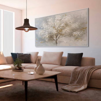 Quadro Retangular - White Tree Abstract Painting