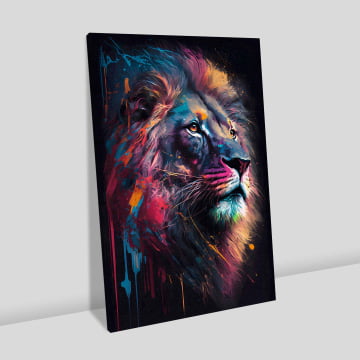 Quadro Retangular  - Colorful lion digital print